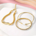 3pcs/Set Vintage Crystal Rhinestone Heart Bracelets