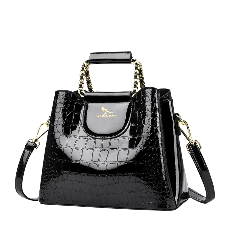 Alligator Patent PU Leather Shoulder Bag