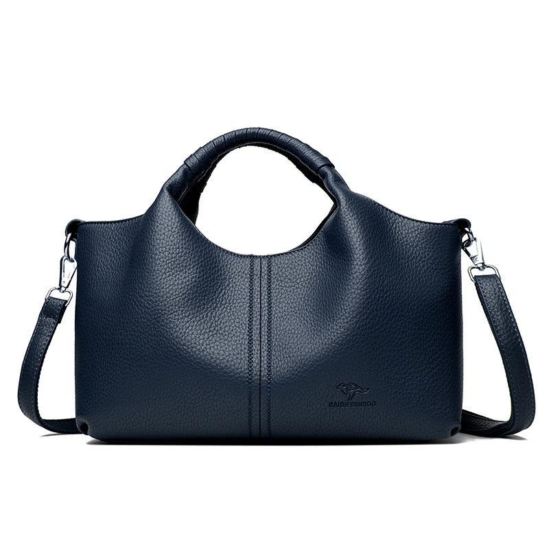 Leather Diagonal Crossbody Tote Bag