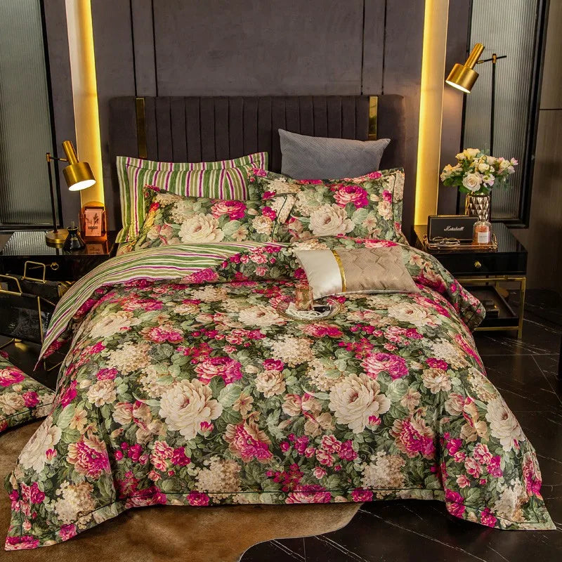 Elegant Vibrant Floral Bedding Set 100% Cotton