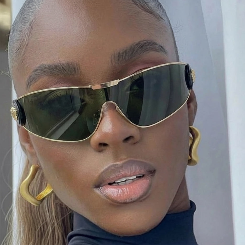 One-Piece Shield Luxury Vintage Wrap Around Sunglasses